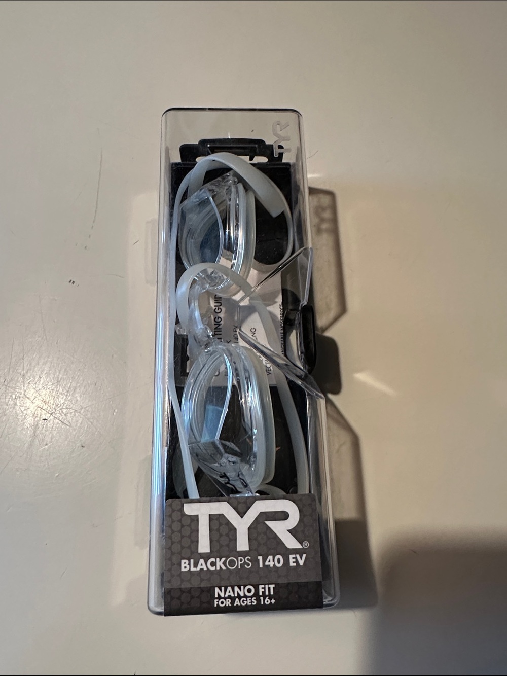 TYR Clear and White Black Ops 140 EV Racing Swim Goggles
